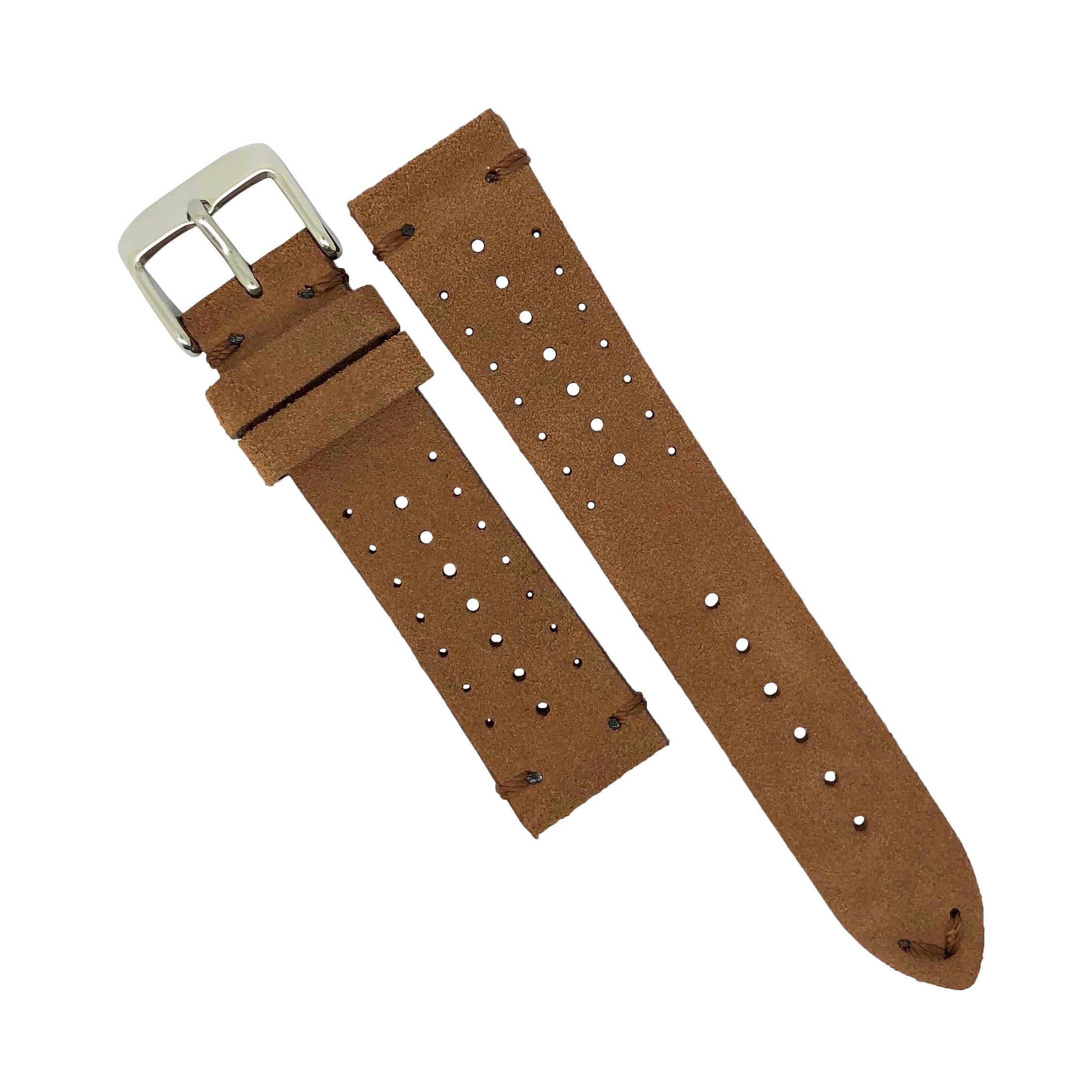 Premium Rally Suede Leather Watch Strap in Brown