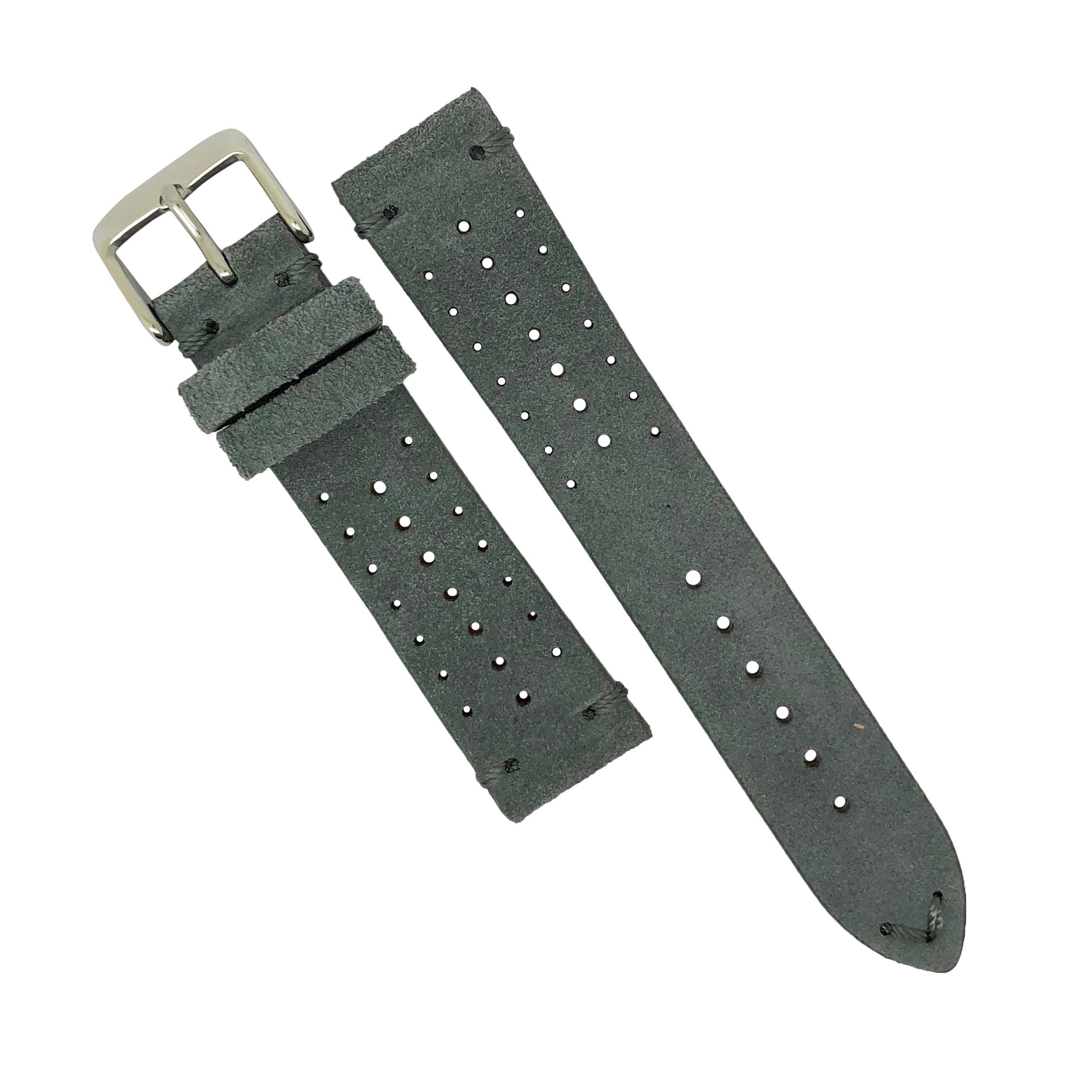 Premium Rally Suede Leather Watch Strap in Grey