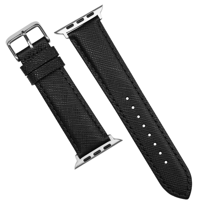 Premium Saffiano Leather Strap in Black (Apple Watch)
