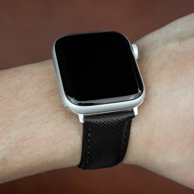 Premium Saffiano Leather Strap in Black (Apple Watch)
