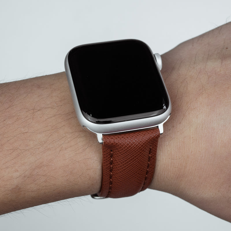 Premium Saffiano Leather Strap in Brown (Apple Watch)