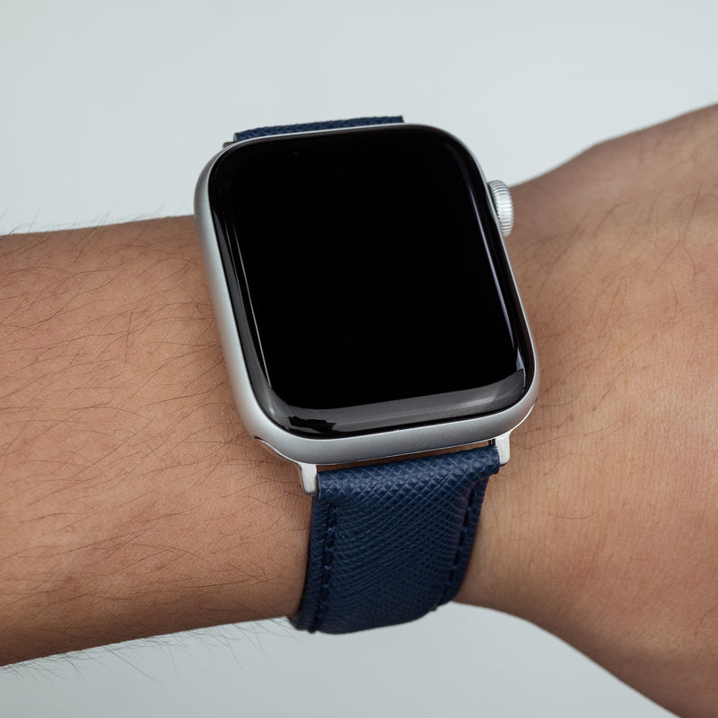 Premium Saffiano Leather Strap in Navy (Apple Watch)