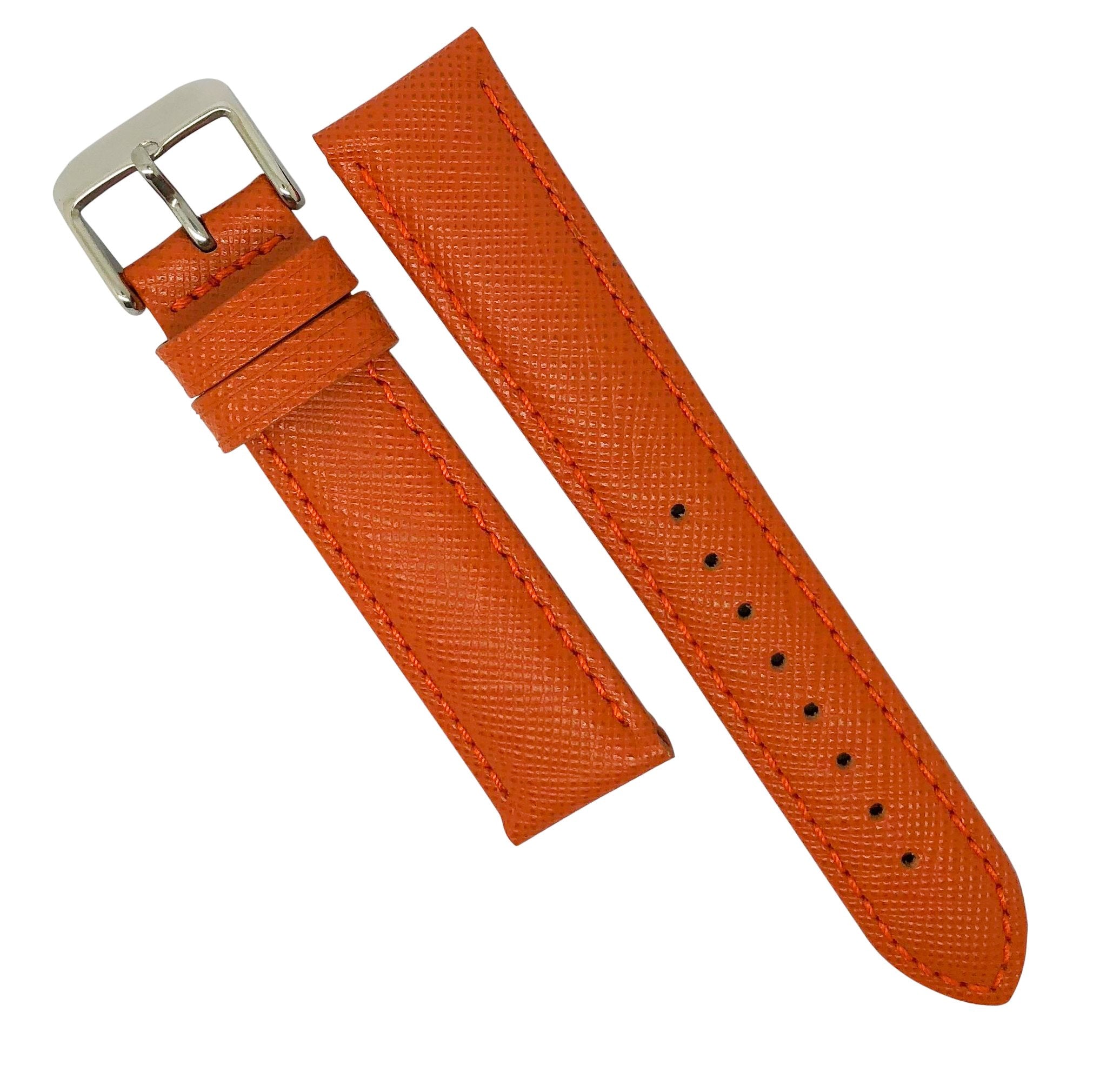 Premium Saffiano Leather Strap in Orange