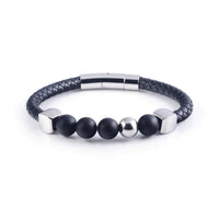 Lava Leather Bracelet in Silver (Size S)