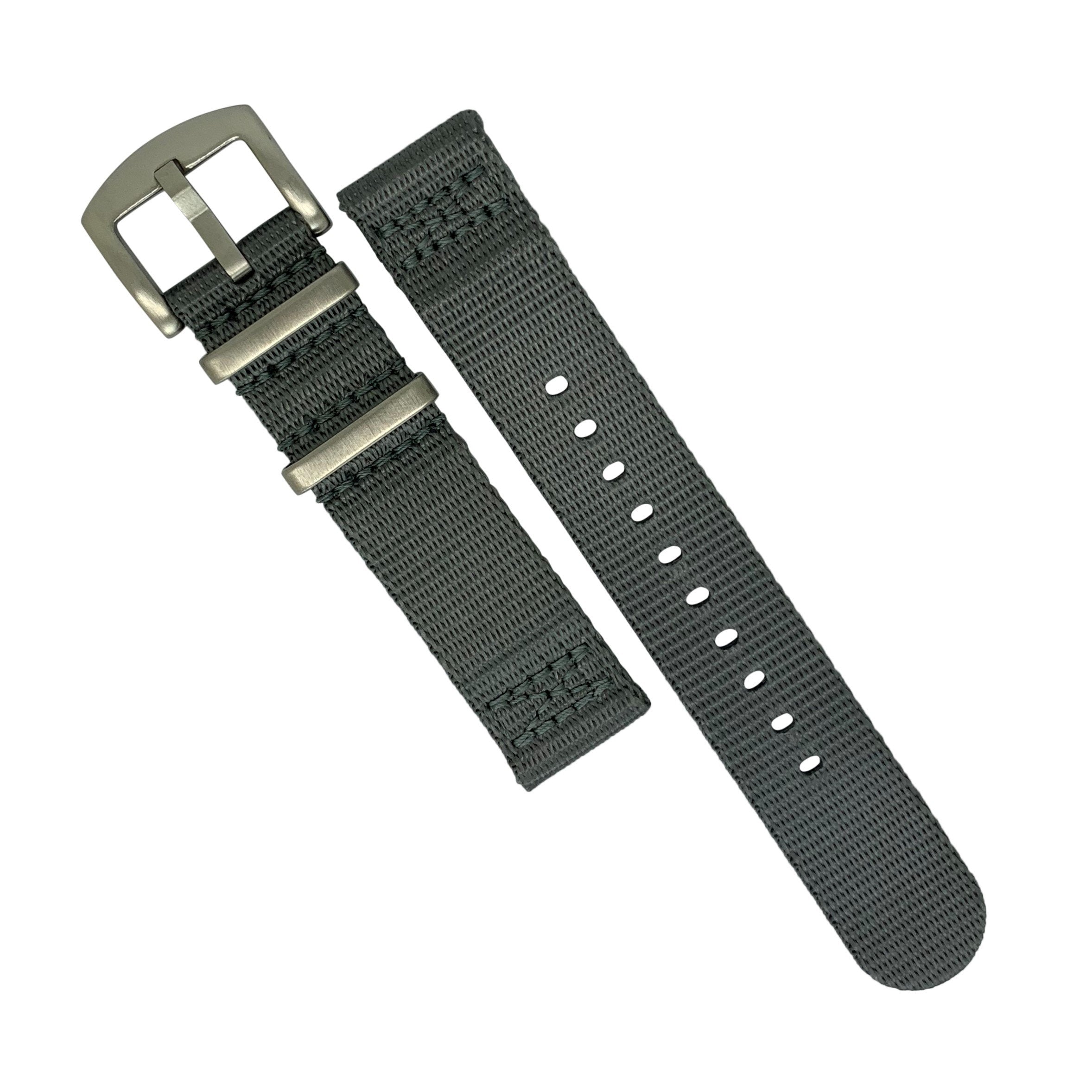 Two Piece Seat Belt Nato Strap in Grey