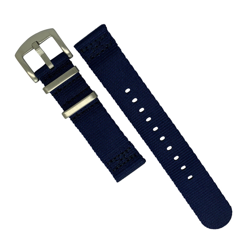 Two Piece Seat Belt Nato Strap in Navy