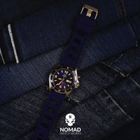 Iso Rubber Strap in Navy with Silver Buckle (20mm) - Nomad watch Works