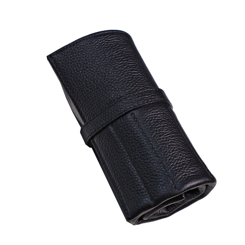 Leather Watch Roll in Black (6 Watch Slots)