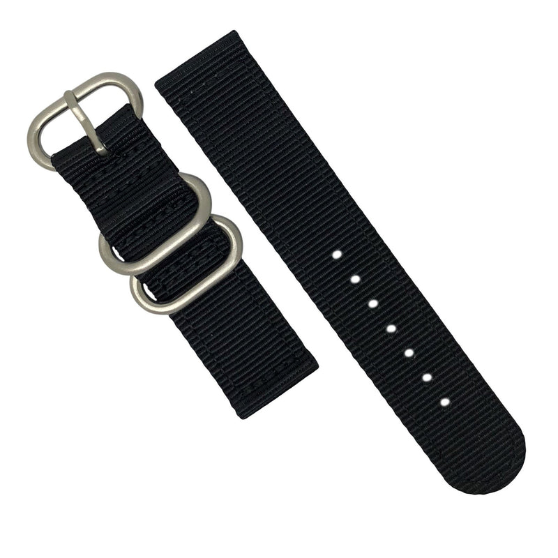 Two Piece Heavy Duty Zulu Strap in Black