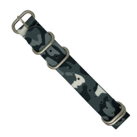 Heavy Duty Zulu Strap in Black Camo with Silver Buckle (20mm) - Nomad watch Works