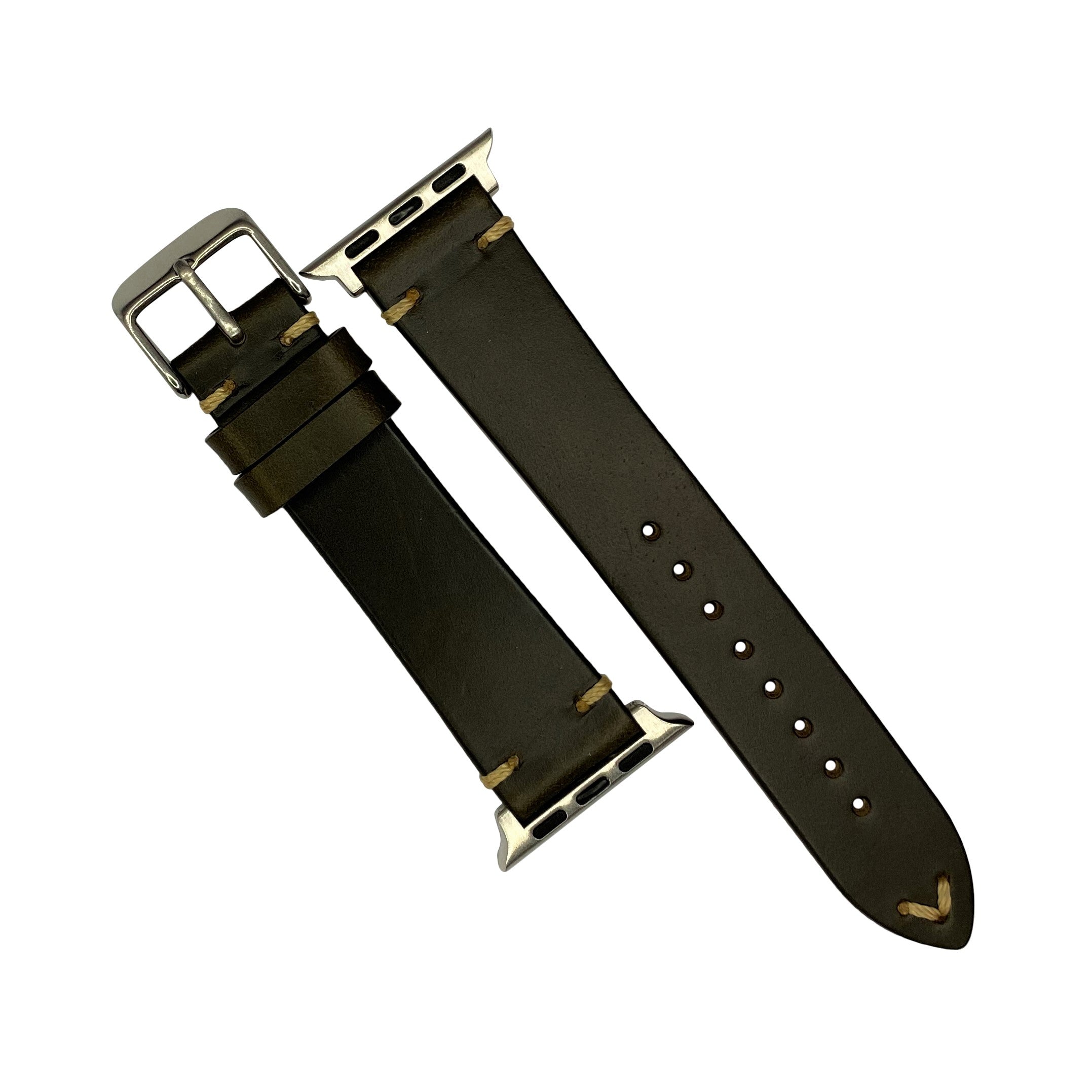 Black horween watch strap top