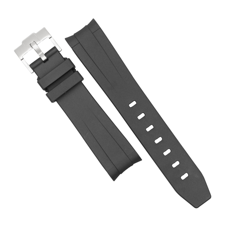 Curved End Rubber Strap for Omega x Swatch Moonswatch in Black (20mm)