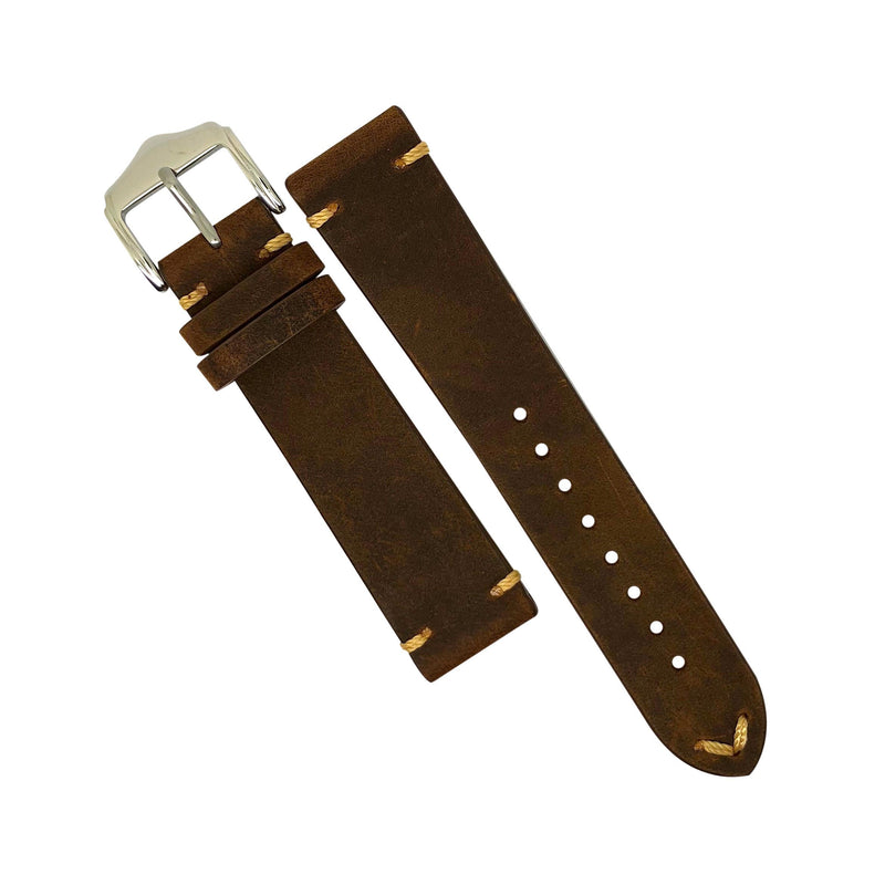 Premium Vintage Calf Leather Watch Strap in Rustic Tan