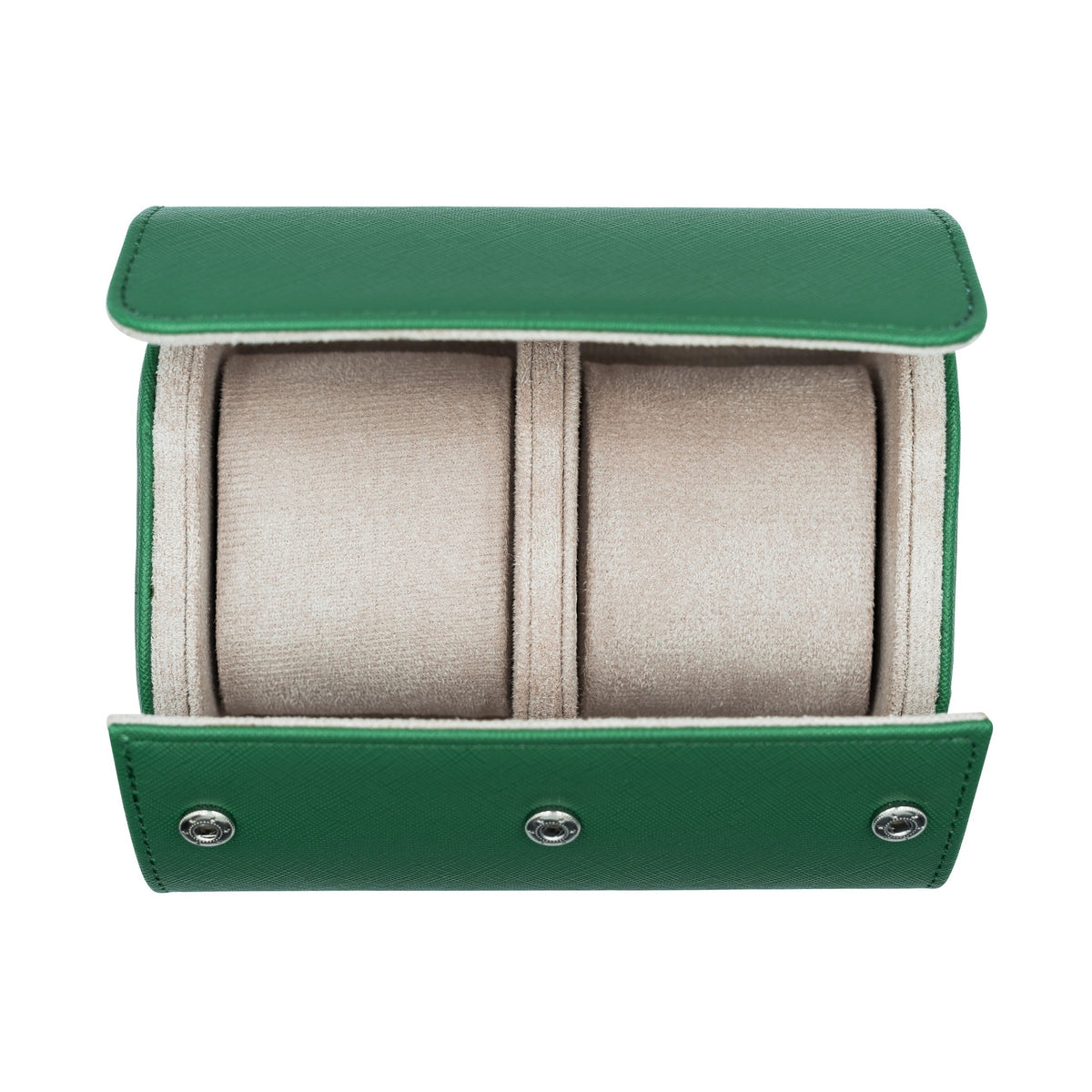 Saffiano Leather Watch Case in Green (2 Slots)