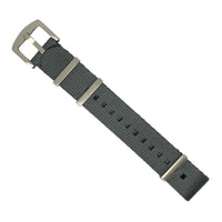 Seat Belt Nato Strap in Grey with Brushed Silver Buckle (20mm)