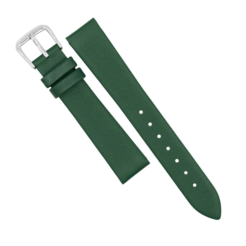 Unstitched Smooth Leather Watch Strap in Green (12mm)
