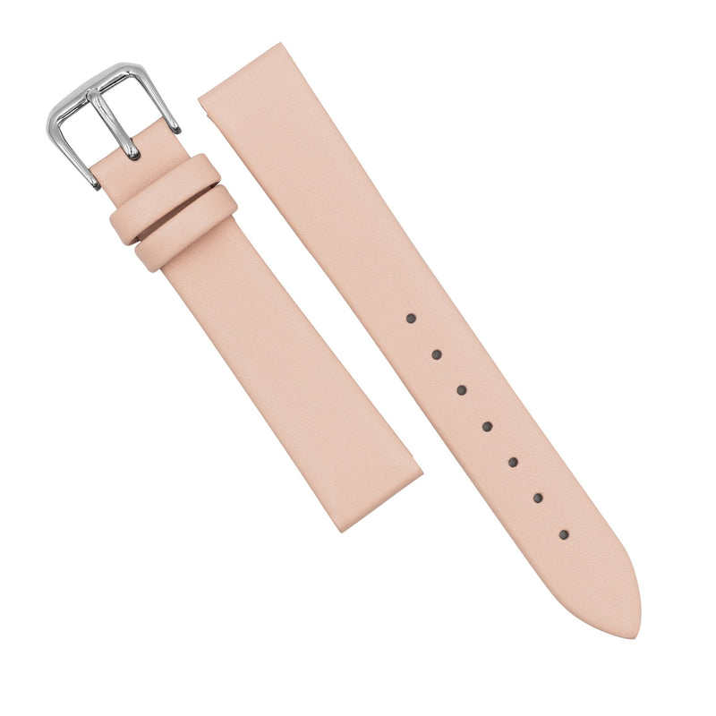 Unstitched Smooth Leather Watch Strap in Pink (12mm)