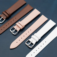 Unstitched Smooth Leather Watch Strap in Pink (12mm)