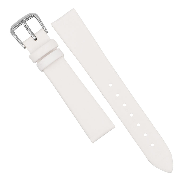 Unstitched Smooth Leather Watch Strap in White
